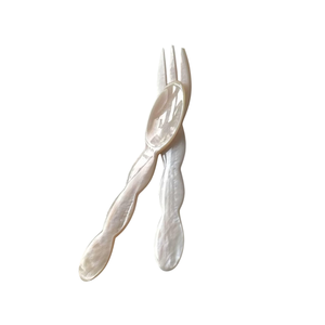Traditional Handmade MOP Shell Fork Fish Flower Long Handle <b>Mirror</b> Polish Engraveable Logo Gourmet Fork Set Storage - Product Image 2
