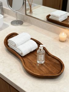 Woodgrain Finish <b>Bathroom</b> <b>Accessory</b> Soap Dispenser Round Minimalist <b>Bathroom</b> <b>Set</b> Black Pump Natural Finish Convenient Decor <b>Set</b> - Product Image 3