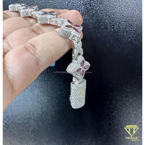 Trisha Jewels TB0043 Luxury 925 Sterling Silver Flower Link Tennis <b>Bracelet</b> Women <b>Red</b> Stone Petals VVS Lab Grown Accents IGI - Product Image 3