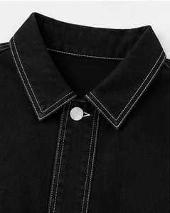 Chaqueta vaquera para mujer con cuello vuelto, color liso, cierre de botones y manga larga - Product Image 3