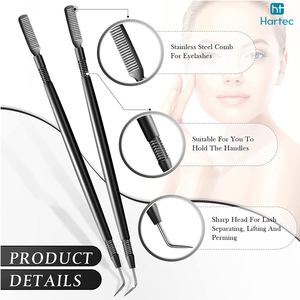 Nouveauté : Séparateur de cils et outil à crochet en acier inoxydable noir, 2 pièces, outils de lifting des cils de qualité professionnelle pour salon - Product Image 2