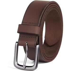 Cinturón de cuero genuino personalizado OEM para hombre, correa de cuero vacuno resistente con hebilla de metal con acabado antiguo - Product Image 5