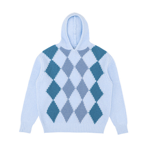 Men's Hooded Argyle <b>Knit</b> Sweater Full Sleeve Pullover Autumn Warm Beige Brown <b>Patterned</b> Casual Wear - Product Image 3