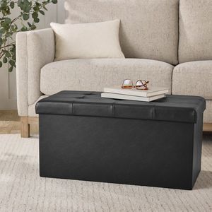 30" Collapsible Fabric <b>Storage</b> Ottoman Soft Stackable Seat <b>Stool</b> for Living Room - Product Image 1
