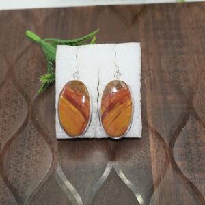Boucles d'oreilles ovales en jaspe Norana naturel, en argent sterling 925 pur, plaqué or rose et or jaune, bijoux faits à la main pour femmes et sœurs - Product Image 5