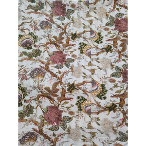 Floral Pattern Cotton Blanket Reversible Kantha Quilt white fabric print color and Multi Color <b>Bedspread</b> Home Decor Gift - Product Image 4