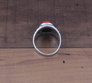 Bague de mariage pour femme en argent sterling avec sertissage de pierres orange et turquoise, design personnalisé, bijoux de mode - Product Image 5