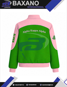 Alpha | Kapa | Alpha AKA Sorority Racing Style Cotton Twill <b>Jacket</b> Greek apparel Sorority Stand Collar Color Block <b>Racer</b> <b>Jacket</b> - Product Image 6