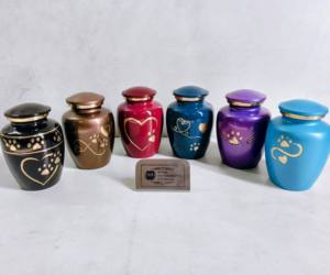 Hermosas Urnas Funerarias Europeas de Color Marrón Dorado con Forma de Huella de Mascota y Corazón, Ecológicas y Duraderas, para Cenizas de Cremación, de Metal - Product Image 6