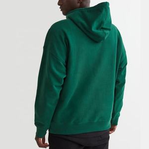 Sweat-shirt à capuche unisexe vert, coupe classique, couleur unie, pull décontracté en molleton tricoté 100% coton - Product Image 2