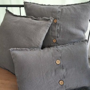 White Linen Cushion Cover Rectangle Nordic Style Handmade Button Closure Home <b>Decor</b> <b>Pillow</b> Cases - Product Image 5