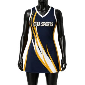 Vestido de Netball Sublimado Azul Marino y Amarillo, Jersey Deportivo sin Mangas para Mujer, Uniforme para Equipo, Ropa de Entrenamiento, Ropa Deportiva - Product Image 1