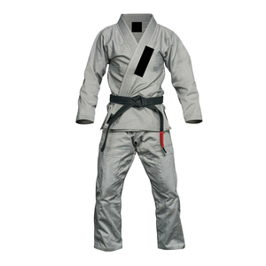 Combinaisons de karaté d'arts martiaux, couleur grise avec ceinture noire, tissu en coton et polyester, vêtements de combat, combinaison de judo pour unisexe - Product Image 1