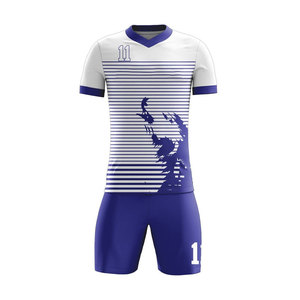Conjunto de Uniforme de Fútbol Personalizado por Sublimación para Hombre, Manga Corta, Cuello en V, Absorbe la Humedad, Ajuste Atlético, Gris Azul, Uniforme de Equipo 7x7 - Product Image 2