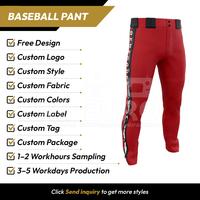 Pantalon de baseball unisexe personnalisé pour adultes, coupe ajustée, poches latérales, impression sublimée, 100 % polyester, antibactérien, fermeture éclair