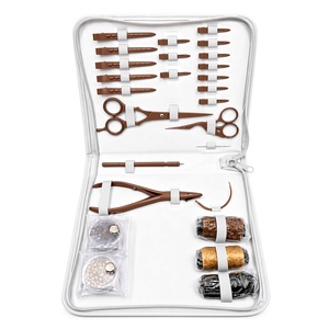 Kit d'outils en métal 100 % acier inoxydable pour pose d'extensions capillaires de qualité professionnelle – Pinces, ciseaux, aiguille de tirage, pinces à cheveux, sac zippé - Product Image 2