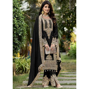 Magnifique haut de fête indien et pakistanais Plazzo Dupatta - Product Image 3