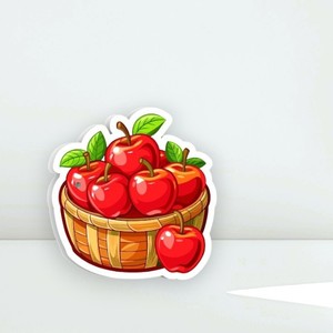 Plateau à cils magnétique carré en acrylique, motif 'Panier d'amour' avec pommes rouges, feuilles vertes et fleurs, outil de beauté à marque privée - Product Image 1