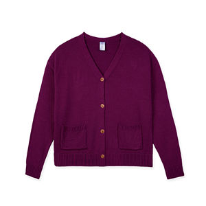 Wholesale Winter <b>Thick</b> Drop Shoulder <b>Cardigan</b> 4 Button Full Casual V-neck Solid Color 100% Acrylic Pocket Anti-Wrinkle ODM Women - Product Image 1