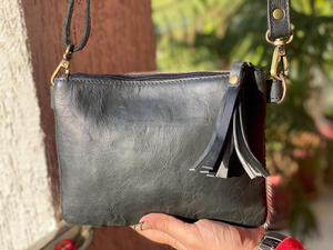 New Arrival Western Patterned Cowhide Leather New Stylish Handbag Carving Hand Tooled Leather Tassel Boho Cowhide Sling Bag - Product Image 5