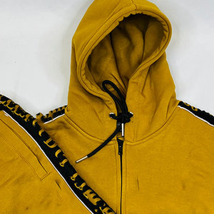 LUXE ชุดวอร์มลำลองสำหรับฤดูหนาวมีฮู้ดแบบมีซิปสีทองมีฮู้ดแบบธรรมดาลายทางสีดำแวววาวแวววาวสีทอง - Product Image 4