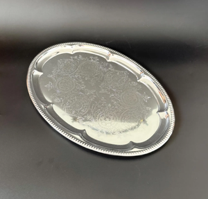Contemporary Butter Plate Hand Carved Stainless Steel Serving <b>Tray</b> <b>Handles</b> 10 pcs MOQ Dishwasher Safe Eco-Friendly Food Grade - Product Image 3