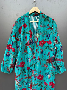 Bata Kimono de Algodón 100% Suave y Transpirable con Estampado de Bloques de Dibujos Animados Naaz para Mujer, Camisón de Verano Hecho a Mano con Cuello en V y Elástico, ODM - Product Image 3