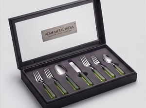 Ensemble de couverts de qualité supérieure, manche vert en os, tête en acier inoxydable poli miroir, design élégant pour restaurant, fête et hôtel - Product Image 3
