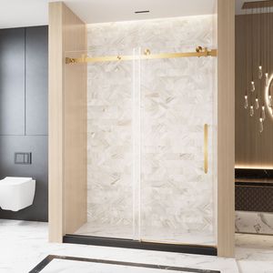 Porta Doccia Scorrevole Singola Senza Telaio 152 cm L x 193 cm A, Vetro Temperato Trasparente 6 mm con Pellicola Antiesplosione, Maniglia in Acciaio Inox - Product Image 2