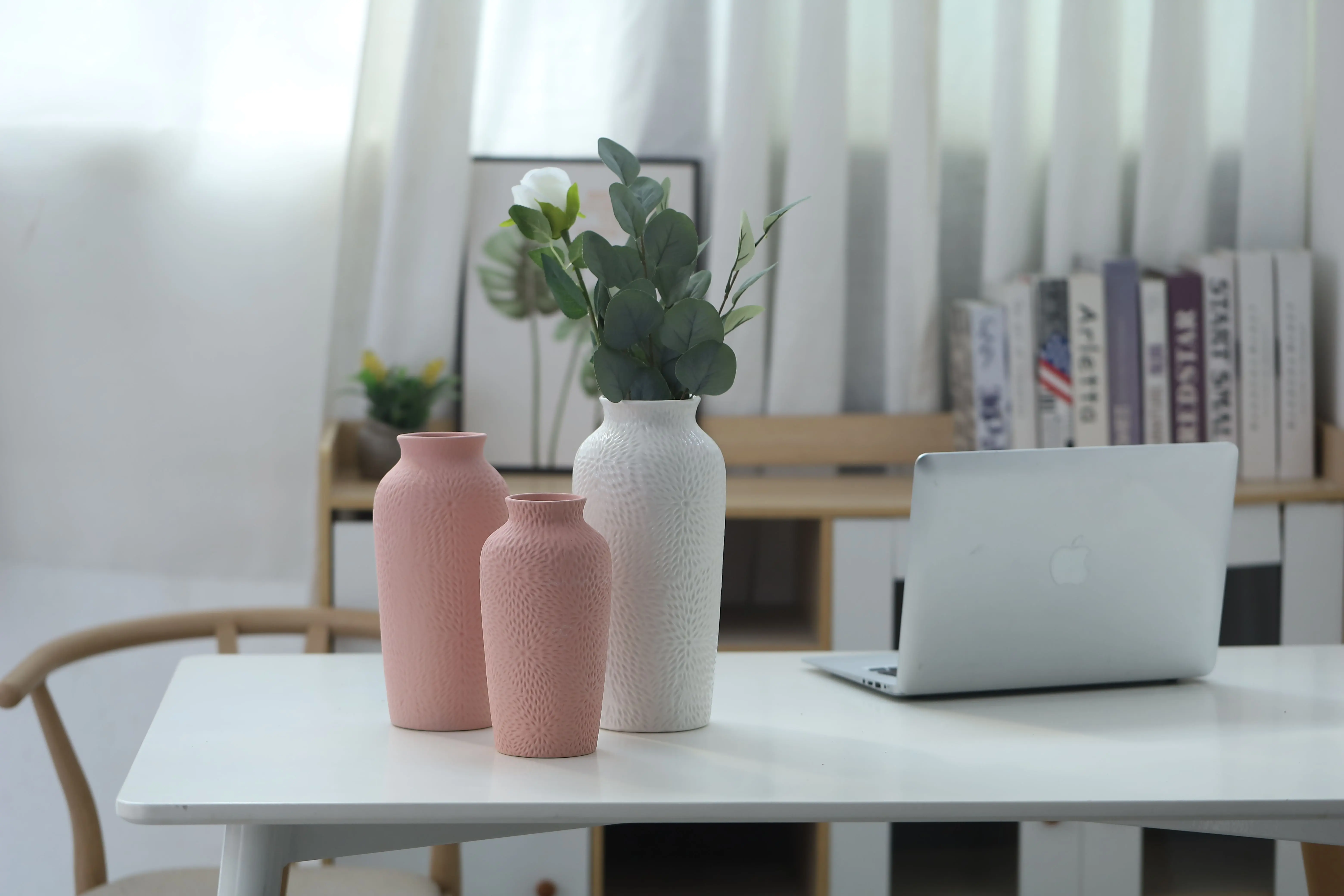 Moderno Boho Design rosa ceramica ceramica vaso grande decorazione per la casa pampa fiori erba mensola tavolo smaltato opaco