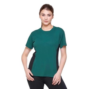 Premium <b>Women</b> Color Blocked Quick Dry UPF50 Anti-Bacterial Breathable Polyester/Nylon 140g Athletic Short Sleeve <b>Rash</b> <b>Guard</b> - Product Image 3