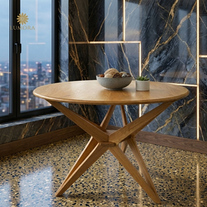 Gala <b>Solid</b> Teak <b>Wood</b> Handmade Multipurpose 2 Seater Modern <b>Round</b> <b>Dining</b> <b>Table</b> Home Furniture Assembly Required - Product Image 3