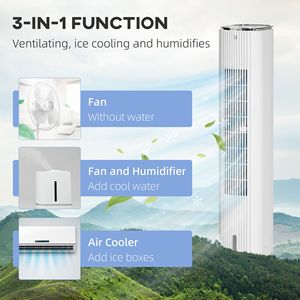 Condizionatore d'Aria e Umidificatore Portatile Girevole 2-in-1, 3 Modalità, 3 Velocità, Telecomando, Capacità 1,3 Galloni, Colore Bianco - Product Image 4