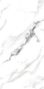Azulejos de porcelana con efecto mármol blanco minimalista de 600x1200 mm con superficie brillante para pared interior de baño - Product Image 5