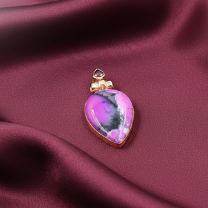 Natural Pink Dendrite Opal Garnet Heart Pendant 925 Sterling Silver Rose Gold Yellow Gold Plated Handmade Double Stone Jewelry - Product Image 5