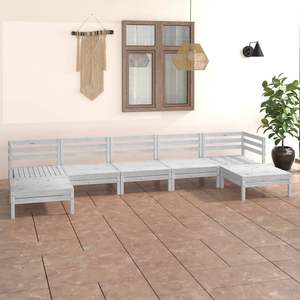 Conjunto de Muebles de Jardín Modulares de 7 Piezas en Madera de Pino Sólido Blanco - Product Image 1