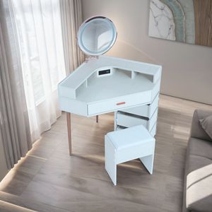 Elegante Toeletta con Specchio e Vano Portaoggetti, Sgabello per il Trasporto e Porta USB, Ideale per la Camera da Letto - Product Image 6