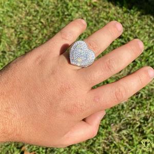 Lab Grown Diamond Heart Statement <b>Ring</b> for Women White <b>Gold</b> Iced Out Luxury Hip Hop Heart <b>Cocktail</b> <b>Ring</b> Anniversary Gift - Product Image 5