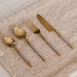 Ensemble de couverts en laiton 5 pièces pour hôtel, restaurant, vaisselle réutilisable, couverts de luxe, compatibles lave-vaisselle, haute qualité - Product Image 6