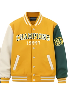 Veste universitaire en molleton de coton 350 GSM personnalisée, veste de baseball de haute qualité avec broderie de patch, vente en gros - Product Image 1