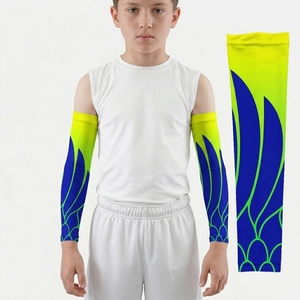 Manches de bras trois-quarts pour hommes, imprimées, motif bleu vert, polyester, protection solaire UPF50+ - Product Image 5