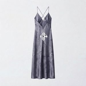 New <b>Top</b> Trending Spaghetti Strap Maxi <b>Dress</b> Heat Transfer Printing Cross Back Solid Color 100% Polyester Straight Hem for Women - Product Image 3