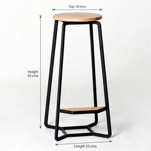 Modern Metal Bar <b>Stool</b> Solid Wood <b>Seat</b> Backless Counter Height Bar Chair Seating For Dining Hotel Living Room <b>Stool</b> For Bar Cafe - Product Image 5