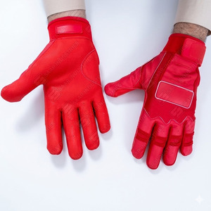 <b>Red</b> Color Custom Made Genuine Cowhide Leather Short Cuff Baseball Batting <b>Gloves</b> Heavy Duty Custom Made Softball Batting <b>Gloves</b> - Product Image 1