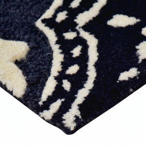 Tapis à motif quadrifoliaire noir et ivoire, tapis géométrique floral pour salon, chambre et intérieurs d'hôtel - Product Image 6