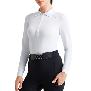 Camiseta de Equitación Profesional para Mujer, de Alta Elasticidad, Transpirable, Manga Larga, Ajustada, para Entrenamiento - Product Image 1