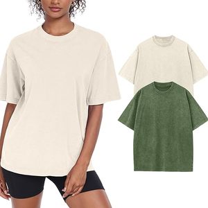 Women's Washed Vintage Oversized T-Shirt Casual Baggy Streetwear Boyfriend Tee Workout Short Sleeve Heavyweight Cotton Tops - Product Image 1