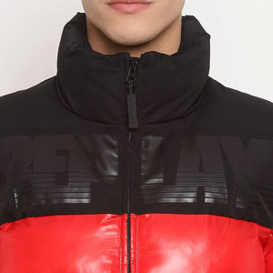 Chaqueta Acolchada para Hombre, Color Rojo y Negro, con Cuello Alto, Cierre de Cremallera, Resistente al Viento, Relleno de Poliéster, Chaqueta Casual de Invierno - Product Image 6