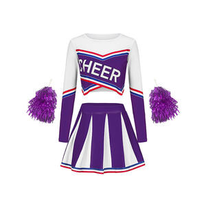 Custom Professional Cheerleading Uniform Set <b>Long</b> Sleeve Crop Top and <b>Pleated</b> <b>Skirt</b> for Sports Teams Competition Wear - Product Image 6