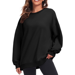 Sudadera Vintage Oversize para Mujer con Cuello Redondo, Diseño de Letras, Hombros Caídos, Manga Larga, Tejido de Algodón Ecológico, Color Negro, Otoño - Product Image 3